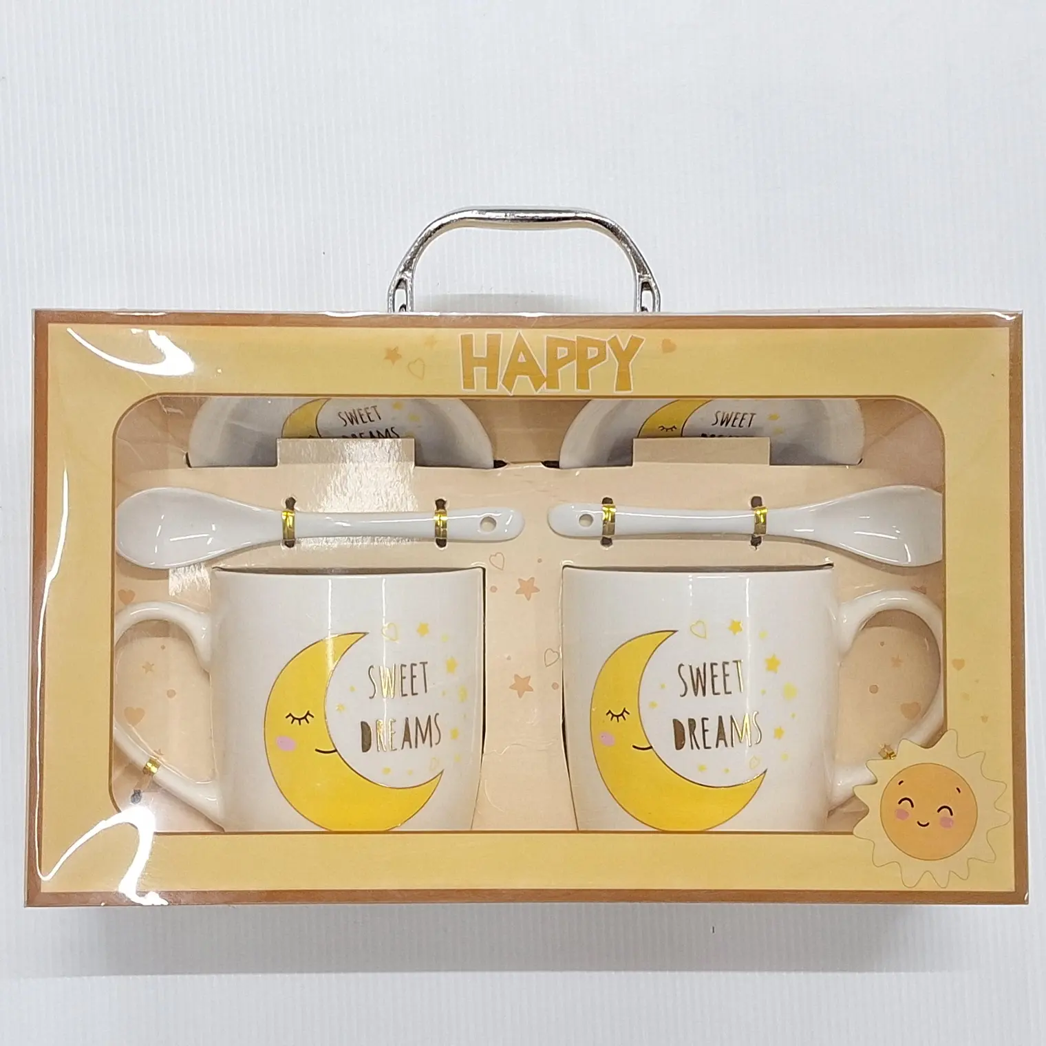แก้วเซรามิค มีฝาคู่ช้อน แพ็คคู่ HK1446 IMP21B75296-053 GIFTLAND