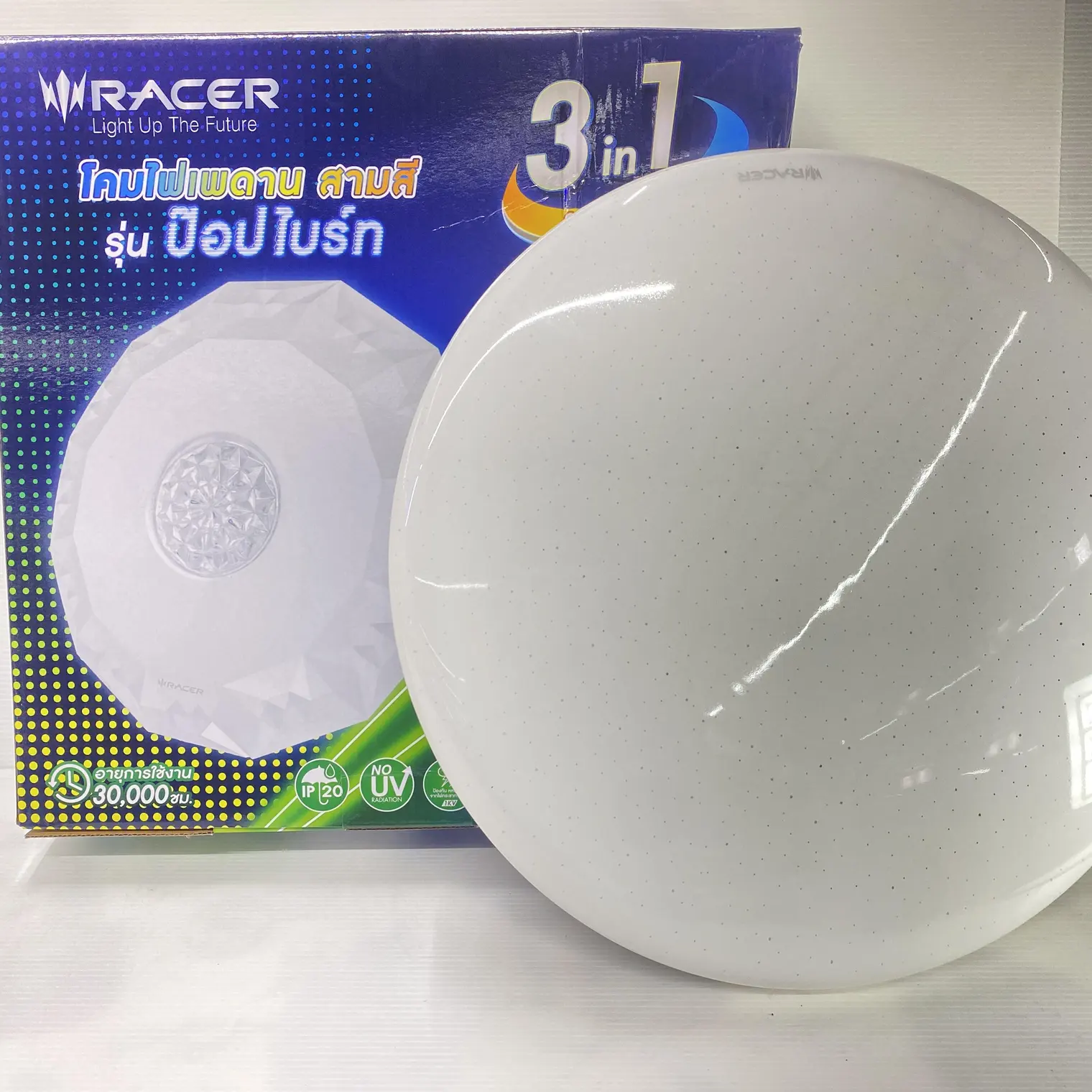 โคมไฟติดเพดาน LED 3 สี 24W รุ่น ป๊อปไบรท์ PBT03 RACER