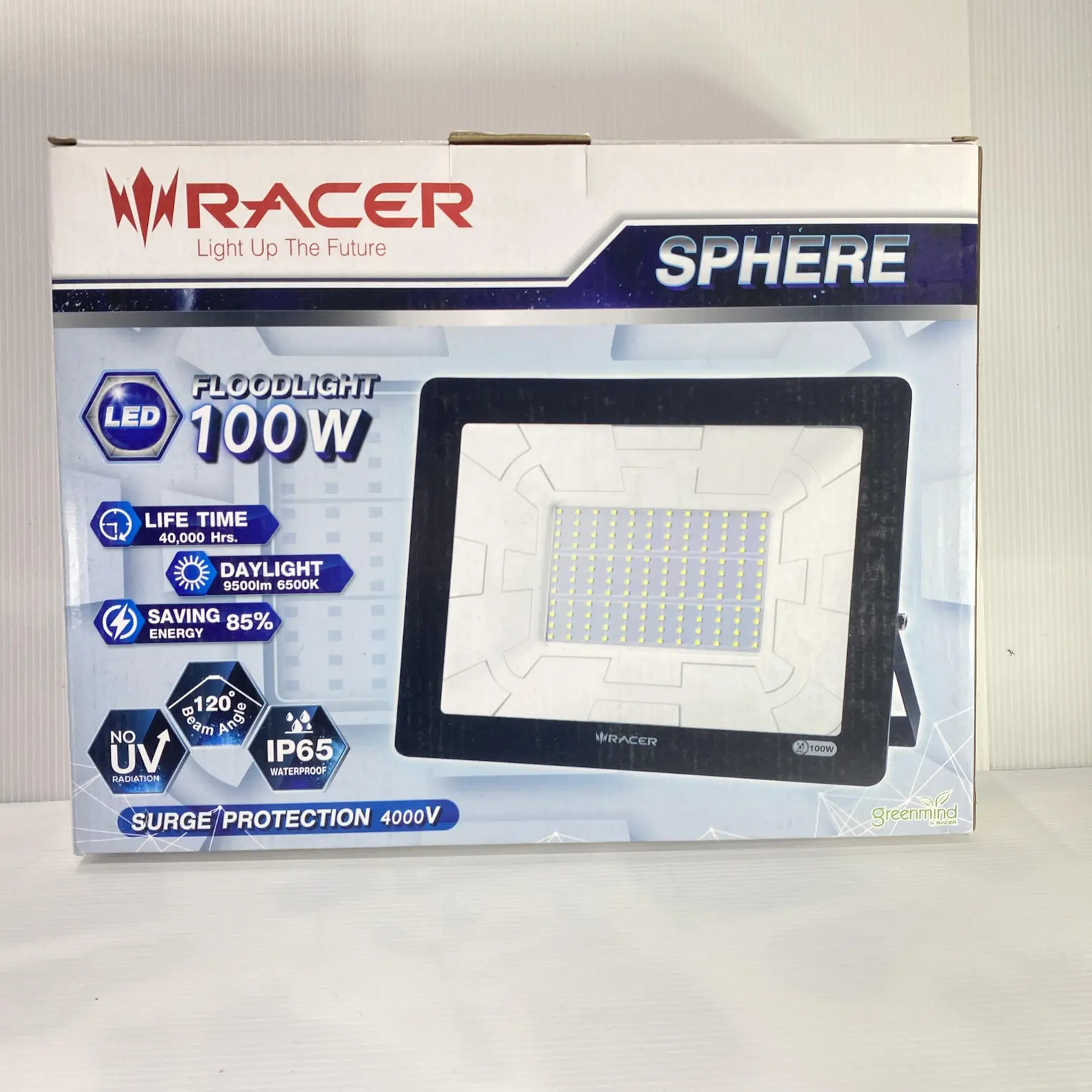 ** โคมฟลัดไลท์ LED 100 W สเฟียร์ แสงขาว RACER
