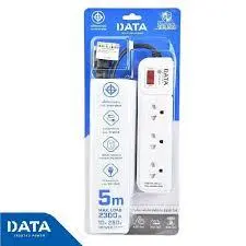 รางปลั๊กไฟ มอก. 3 ช่อง 1 สวิตช์ 5 ม. AP3159 สีเทา DATA