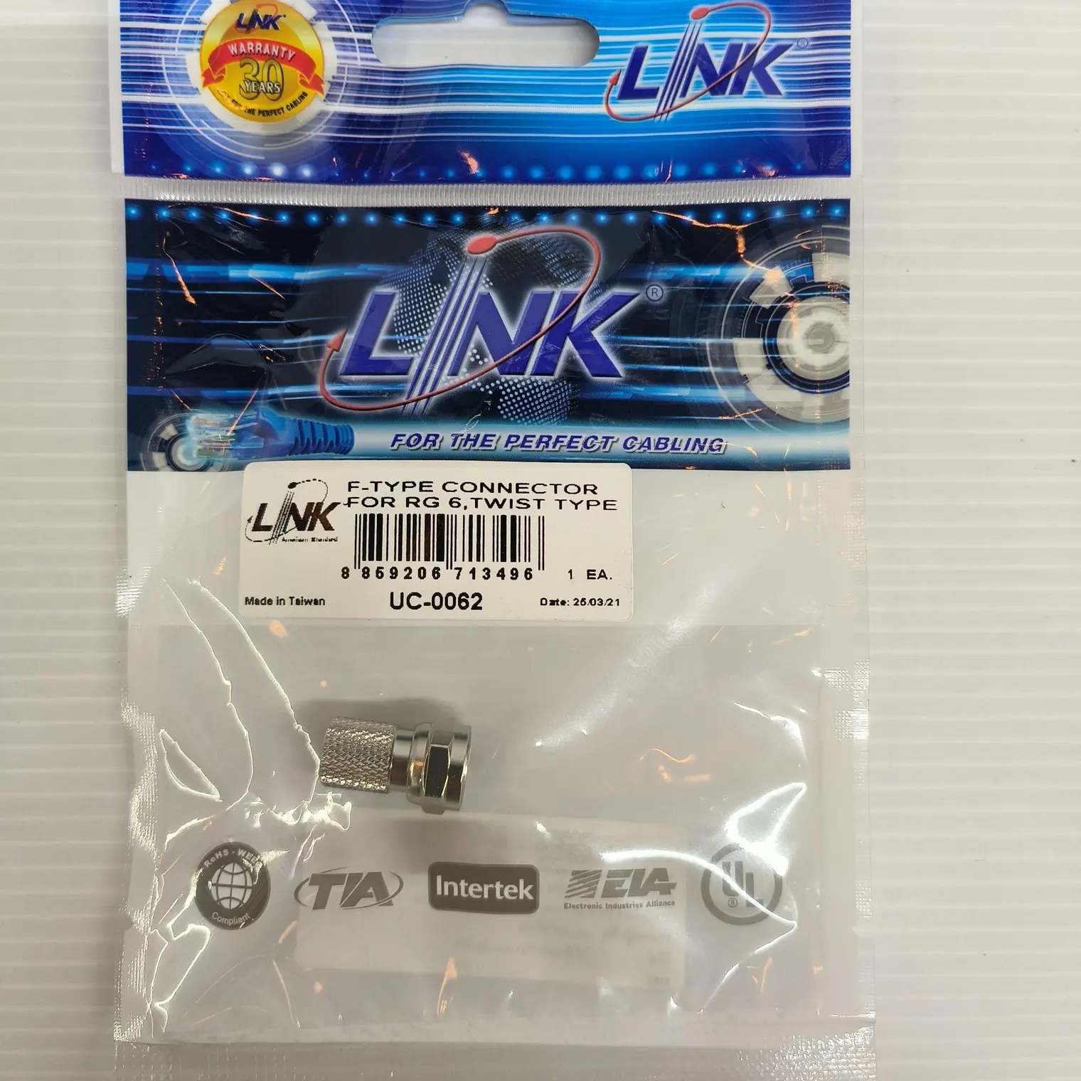 หัวแจ็ค F-Type กล้องวงจรปิด RG6 TWIST UC0062 LINK