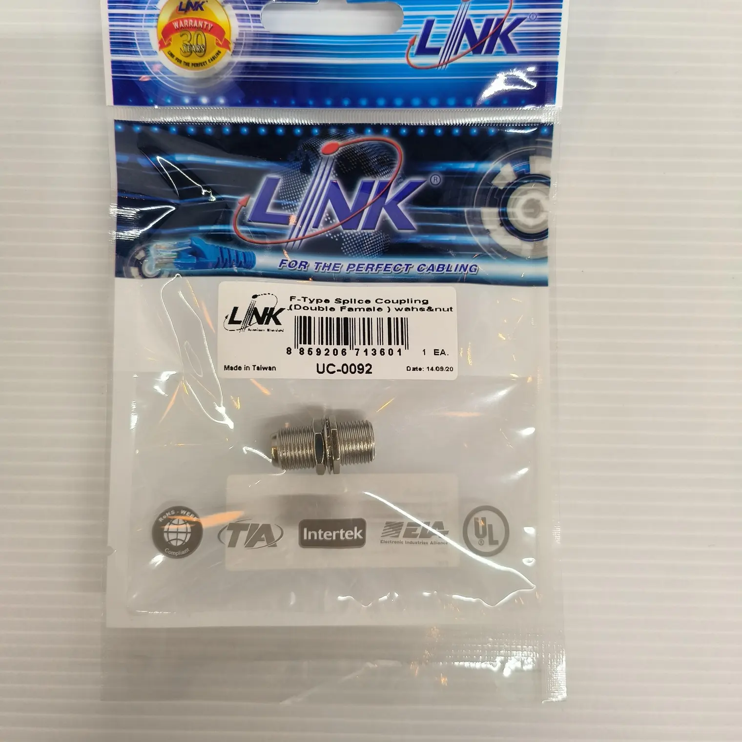 หัวแจ็ค F-Type กล้องวงจรปิด SPLICE COUPLING Wash+Nut UC0092 LINK