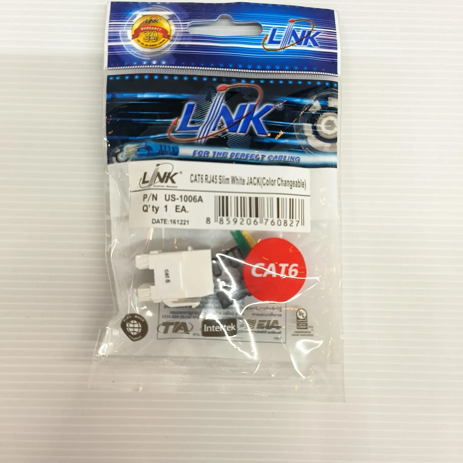 หัวแลน RJ45 ตัวผู้ CAT6 US1006A สีขาว LINK