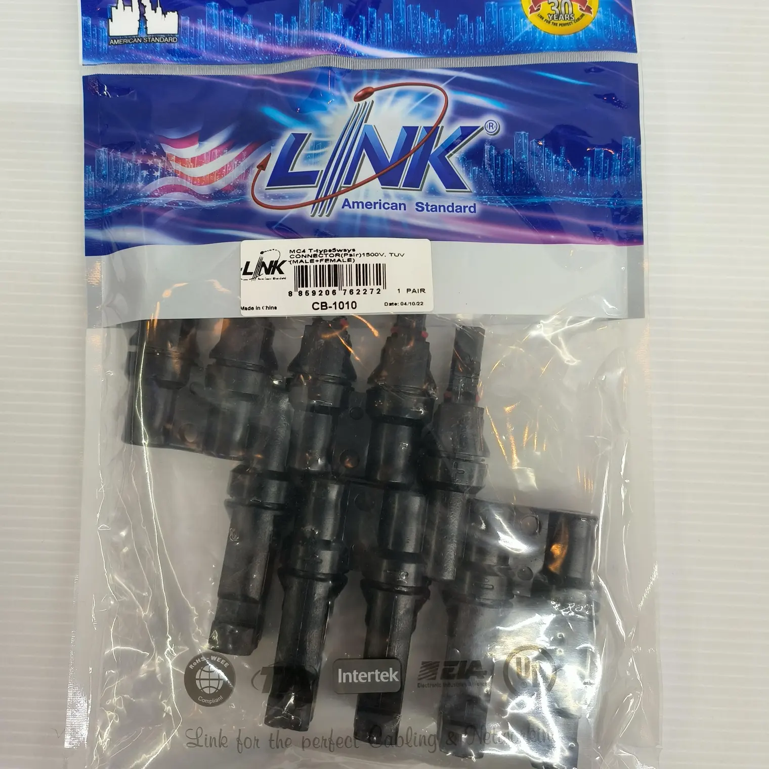 หัว MC4 T-type,4 to1 Connector/Pait 1500V CB-1010 LINK