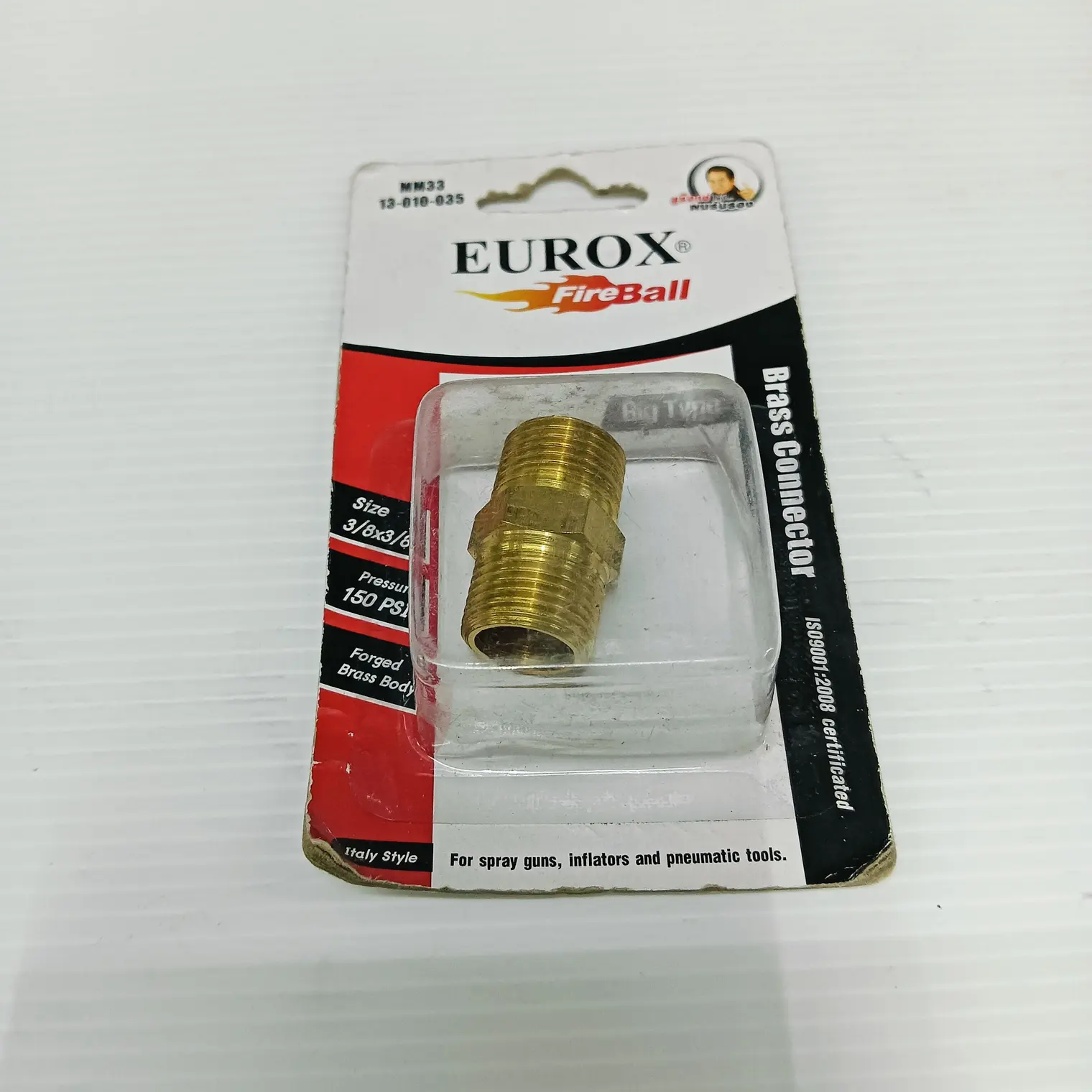 นิปเปิ้ลตัวผู้ ทองเหลือง 3/8 x 3/8 นิ้ว รุ่น E (3-3) EUROX
