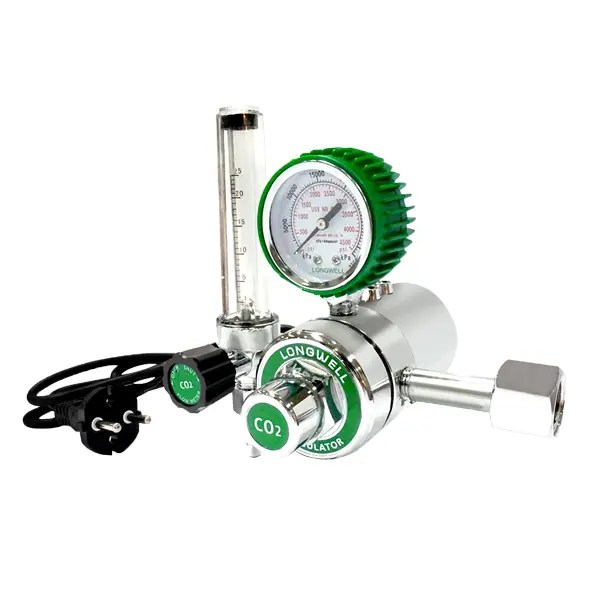 เกจซีโอทู ชนิดทำความร้อน Co2 Regulator with Heater (Brass body) 220V LONGWELL