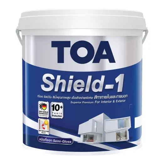 สีน้ำ ภายนอก กึ่งเงา SHIELD 1 NANO SILICONE #ES100 (5กล.) สีขาว TOA