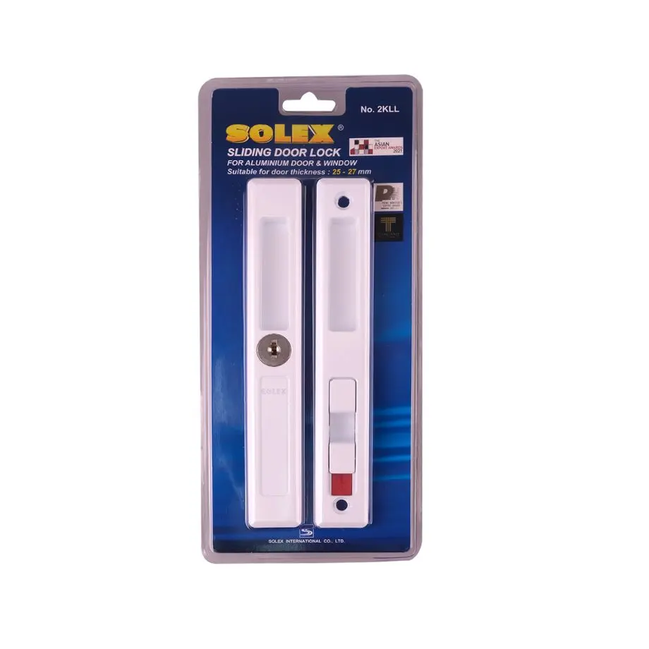 กุญแจบานเลื่อนอะลูมิเนียม 2KLL สีขาว SOLEX