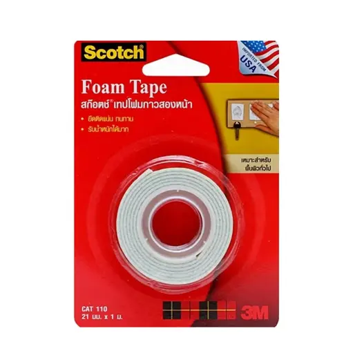 เทปโฟมกาว 2หน้า Scotch 21มม.x1ม. CAT-110 สีแดง 3M