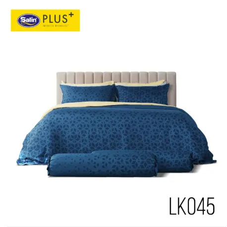 SATIN PLUS ชุดผ้าปู 5ฟุต LK045 Lucky สีน้ำเงิน (5ชิ้น/ชุด)