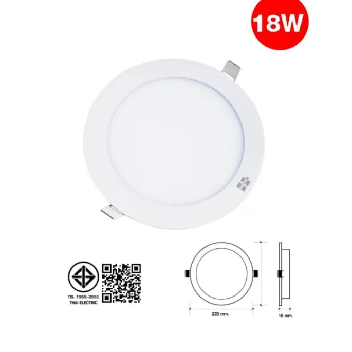 โคมพาแนล LED ทรงกลม แบบฝังฝ้า 18W ECO แสงนวล HI-TEK