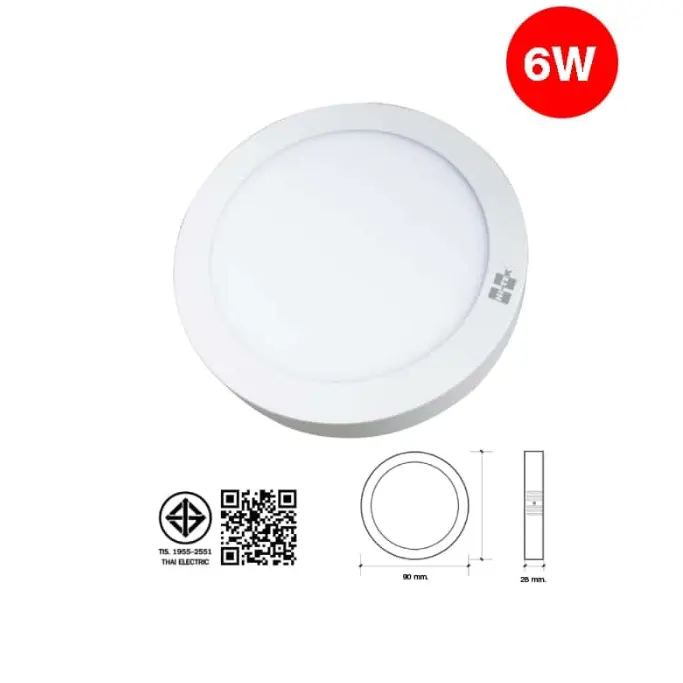 โคมพาแนล LED ทรงกลม แบบลอย 6W ECO แสงขาว HI-TEK