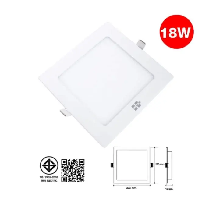 โคมพาแนล LED สี่เหลี่ยม แบบฝังฝ้า 18W ECO แสงนวล HI-TEK