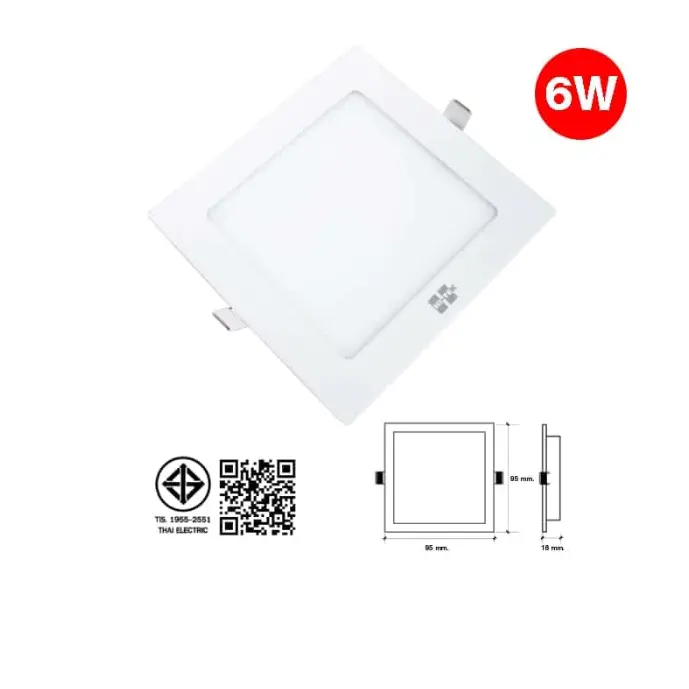 โคมพาแนล LED สี่เหลี่ยม แบบฝังฝ้า 6W ECO แสงนวล HI-TEK