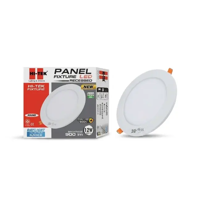 โคมพาแนล LED ทรงกลม แบบฝังฝ้า 12W แสงขาว HI-TEK