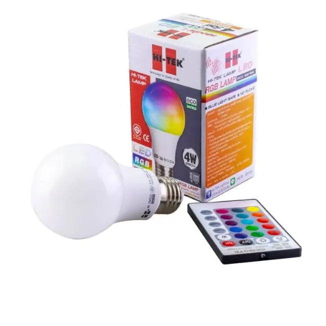 หลอด LED RGB/W อีโค่ พร้อมรีโมท 4W HLL001RGBS แสงนวล HI-TEK