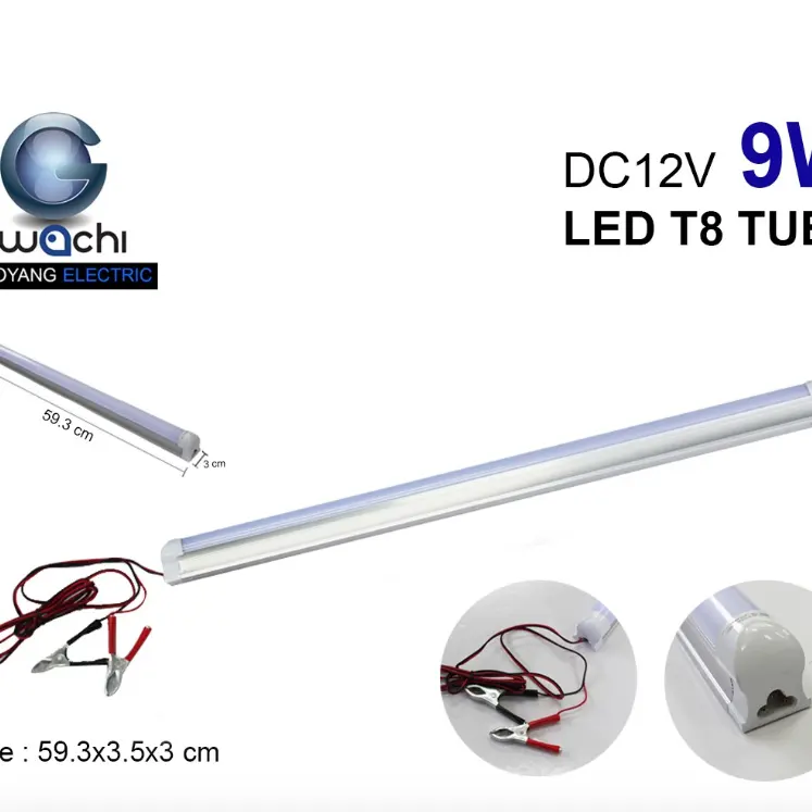 ชุดนีออนคีบแบต T8 9W LED-DC12V เดย์ไลท์ IWACHI