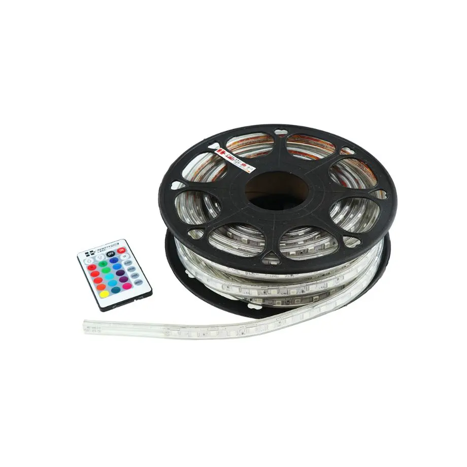 ไฟเส้น LED ริบบิ้น มีรีโมท 5 ม. 5050/60LED 220V RGB HI-TEK