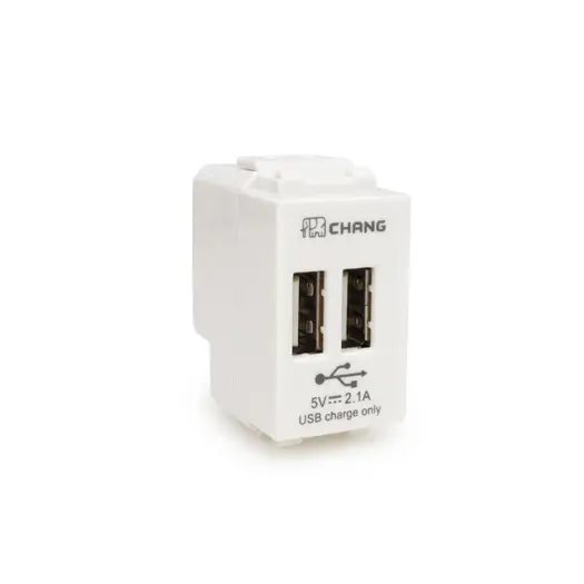 ปลั๊ก USB 908 2ช่อง สีขาว ตราช้าง