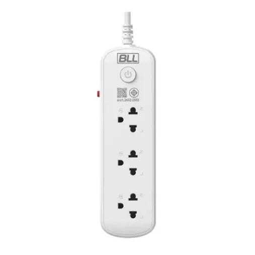 รางปลั๊กไฟ มอก. 3 ช่อง 1 สวิตช์ 5 ม. B61 สีขาว BLL