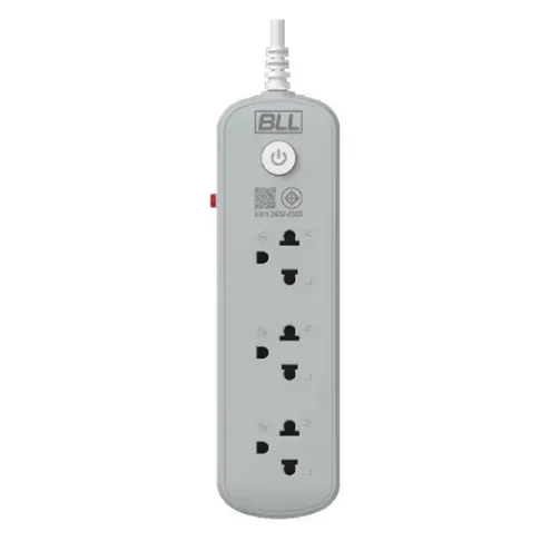 รางปลั๊กไฟ มอก. 3 ช่อง 1 สวิตช์ 3 ม. B60 สีเทา BLL